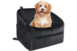 GL GLENSLAVE Dog Car Seat for Small/Medium Dogs, Upgrade Dog Booster Seat,Detachable and Washable Pet Car Seats with Thick Cushion Safety Leash and Storage Pockets(Black)