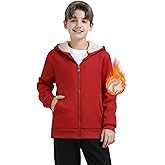 MoFiz Kids Sherpa Lined Hoodie Fleece Jacket Boys Girls Warm Sweatshirt Full Zip Hooded Soft Winter Coat School Outerwear