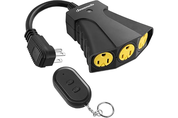 DEWENWILS Outdoor Remote Control Outlet, Wireless Remote Outlet Power Switch, Weatherproof 15 A Heavy Duty Electrical Plug, 3