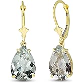 Galaxy Gold GG 14k Solid Gold Leverback Earrings Natural Green Amethysts