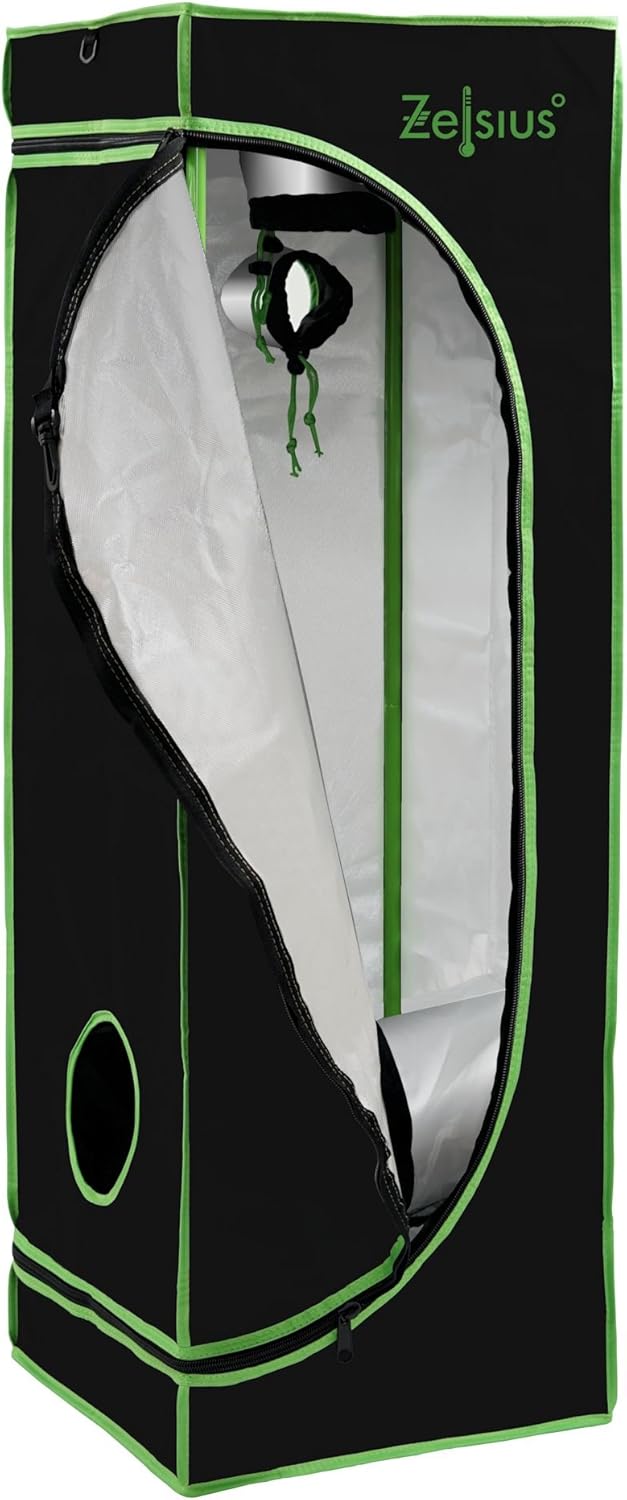 Zelsius Growzelt MyHomeGrow Grow Tent | Indoor Growbox | schwarz grün | Growroom Growschrank Darkroom Pflanzenzelt Gewächshaus Zuchtzelt (40 x 40 x 120 cm)
