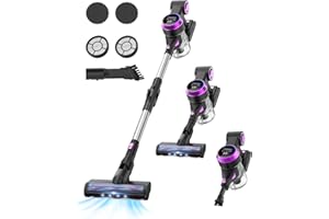 HawKam Cordless Vacuum Cleaner, 30Kpa 280W Powerful Suction Vacuum with LED Display, Brushless Motor, 55Min Runtime, 1L Dust Cup & 60dB Ultra-Quiet Lightweight Stick Vacuum for Home (Telescopic Tube)