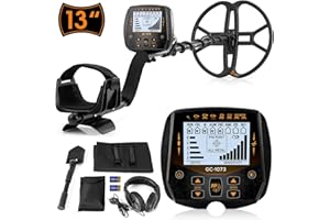 VVINRC 13" Metal Detector for Adults Professional, Double-D Waterproof Search Coil Gold Finder with Pinpoint, High Sensitivity DISC Mode, LCD Backlight Display Gold Detector