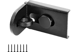 GEMASP Sliding Door Lock, 90 Degree Door Hasp Latch Lock, Stainless Steel Security Right Angle Padlock with Screws for Push/Sliding/Barn Doors (1PC, Black)