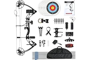 AKCHOER Compound Bow and Arrow Set 30-70 lbs for Adult, Adjustable Hunting Compound Bow Archery with Limbs Made in USA, Right Hand, 18”-31”, up to IBO 320 fps