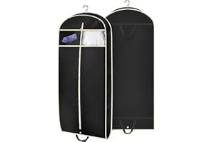 MISSLO 43" Gusseted Travel Garment Bag with Accessories Zipper Pocket Breathable Suit Garment Cover for Shirts Dresses Coats, Black
