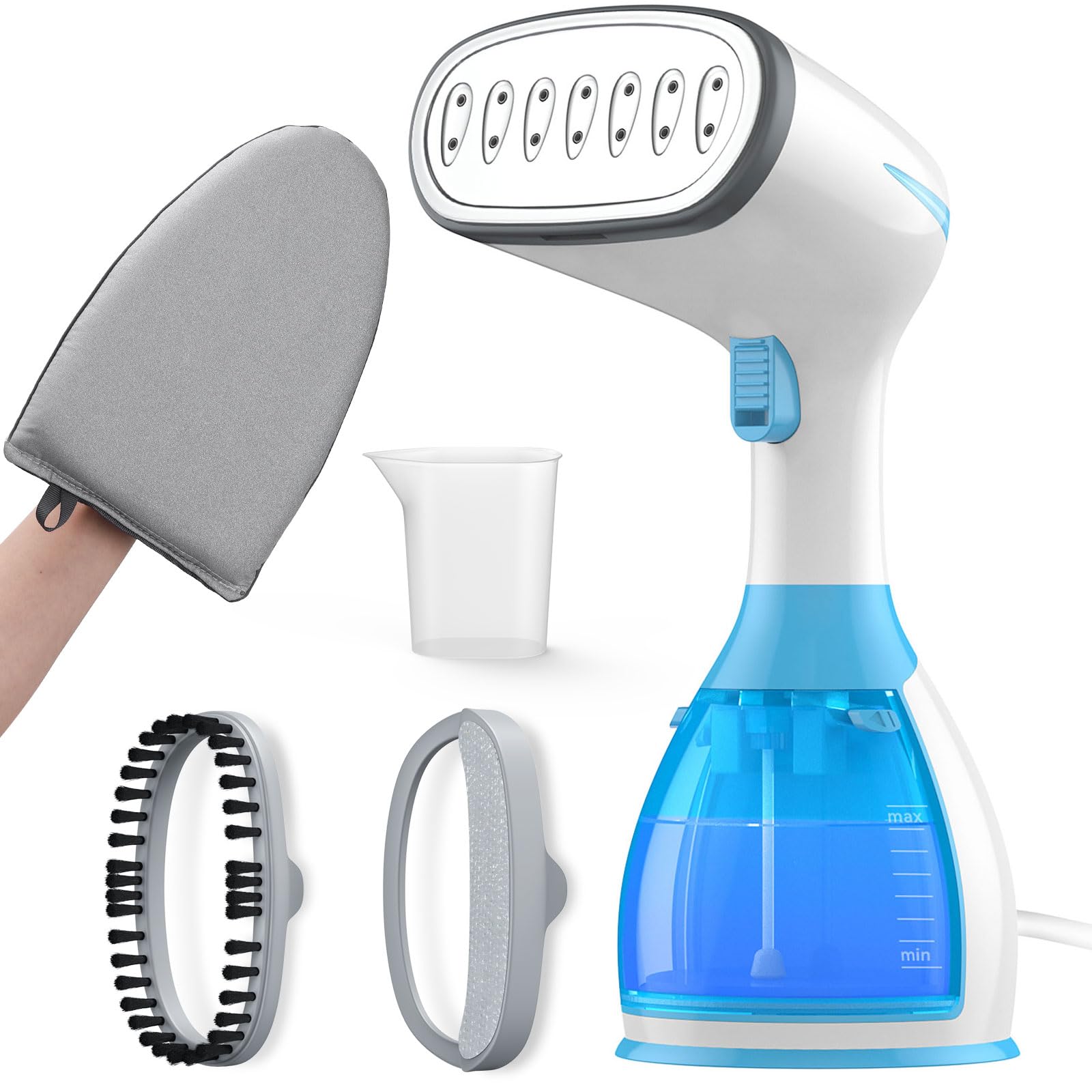 Steamer for Clothes Steamer, 15s Fast Heat-up Garment Steamer with Ironing Glove, 280ml Large Water Tank, Strong Penetrating Steam Handheld Steamer, Garment Fabric Wrinkles Remover Wet & Dry Ironing