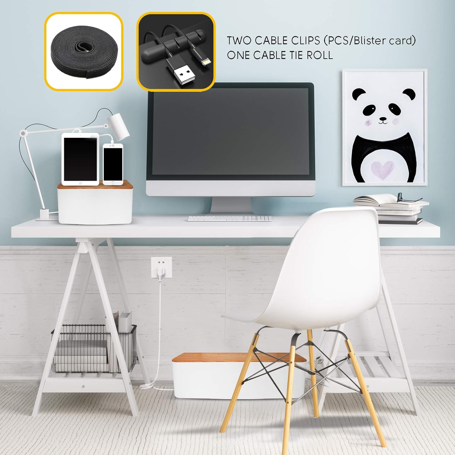 2 Pack Large Cable Management Box – Wooden Style Cord Organizer Box and Cover for TV Wires, Computer, Router, USB Hub and Under Desk Power Strip – Safe ABS Material and Baby-Pets Proof Lock: Home Audio & Theater