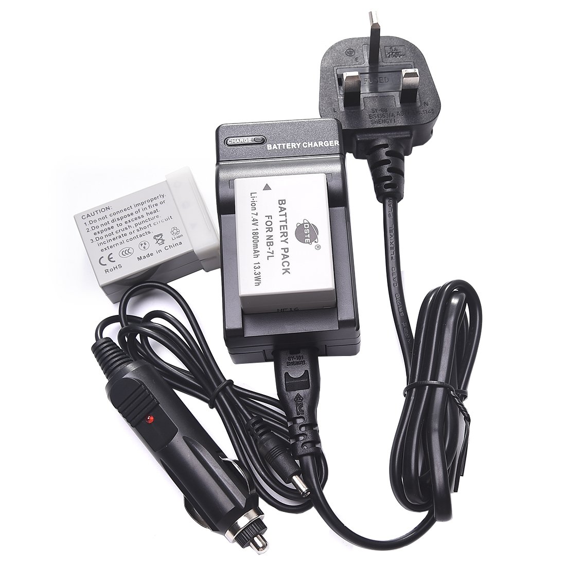 DSTE® 2x NB-7L Rechargeable Li-ion Battery + DC86U Travel and Car Charger Compatible with Canon PowerShot G10 G11 G12 SX30 IS Digital Camera