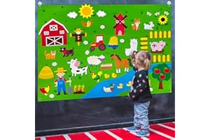Lot de 61 planches en feutre avec motif animaux de la ferme, tapis de jeu sur le thème de la ferme, jouets à suspendre, cadea
