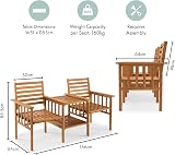 VonHaus Cannes Garden Love Seat Acacia Hardwood Outdoor Jack and Jill Loveseat view 8