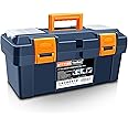 Anyyion 16.5-inch Tool Box with Removable Tray, Small Parts Box On The Lid is Removable, Tray Can be Removed and Combined at Will (Blue)