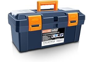 Anyyion 16.5-inch Tool Box with Removable Tray, Small Parts Box On The Lid is Removable, Tray Can be Removed and Combined at Will (Internal Dimensions 15.2x6.89x6.1 inch)