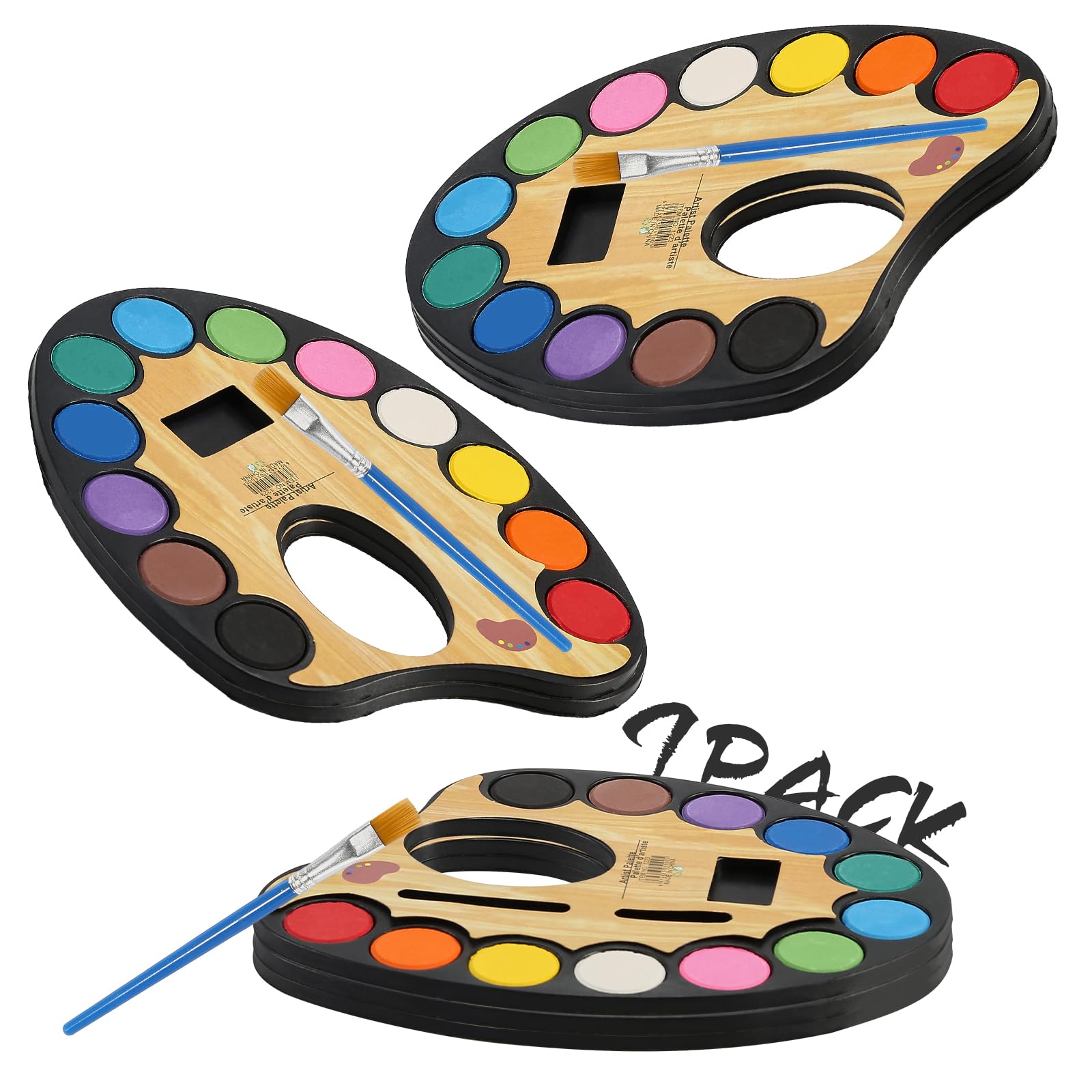 CSH 7 Pack Watercolor Paint Set Bulk (12 Colors Tray), comes with 7 Brushes and 7 Disposable Aprons, Washable Watercolor Paint for Kids and Adults, Art Activities, Party Favors, Classroom Supplies