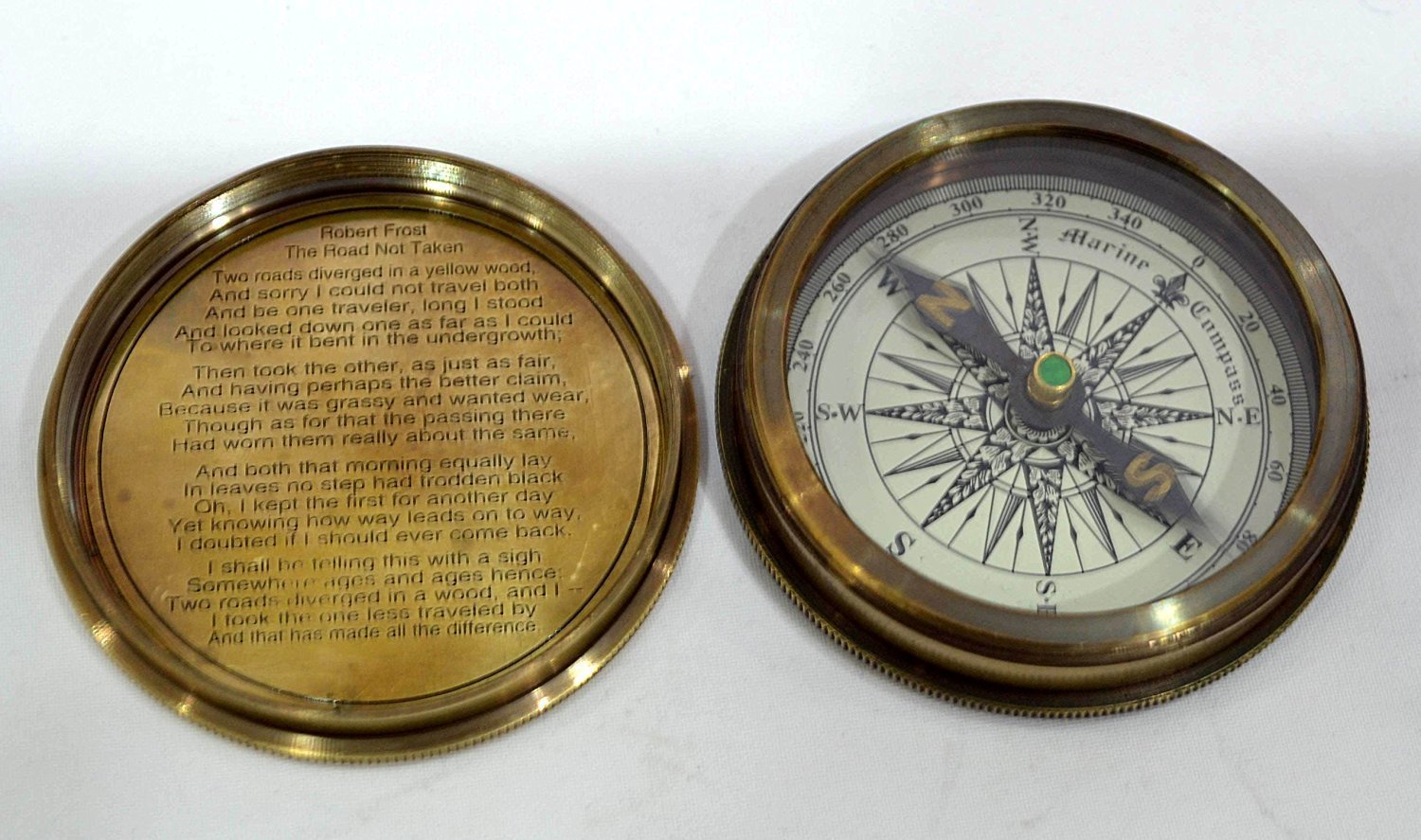 B07cr31f8q Antiquecollectionビンテージコンパスレプリカnautical Compass真鍮ポケットトランジットコンパス ロバートフロスト詩 健康サポート機器 アウトレット 送料無料 Www Deuber De