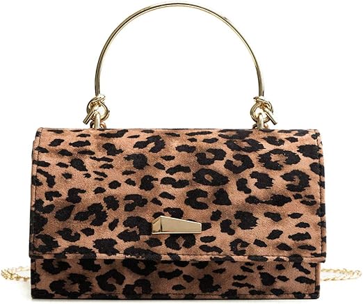 leopard fur shoulder bag