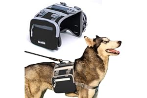 Ansukow Dog Backpack - Large Dog Backpack Harness for Outdoor Adventures, Hiking Dog Backpacks with Adjustable Straps - Durable Dog Packs for Hiking, Comfortable Backpack for Dogs to Wear,Black