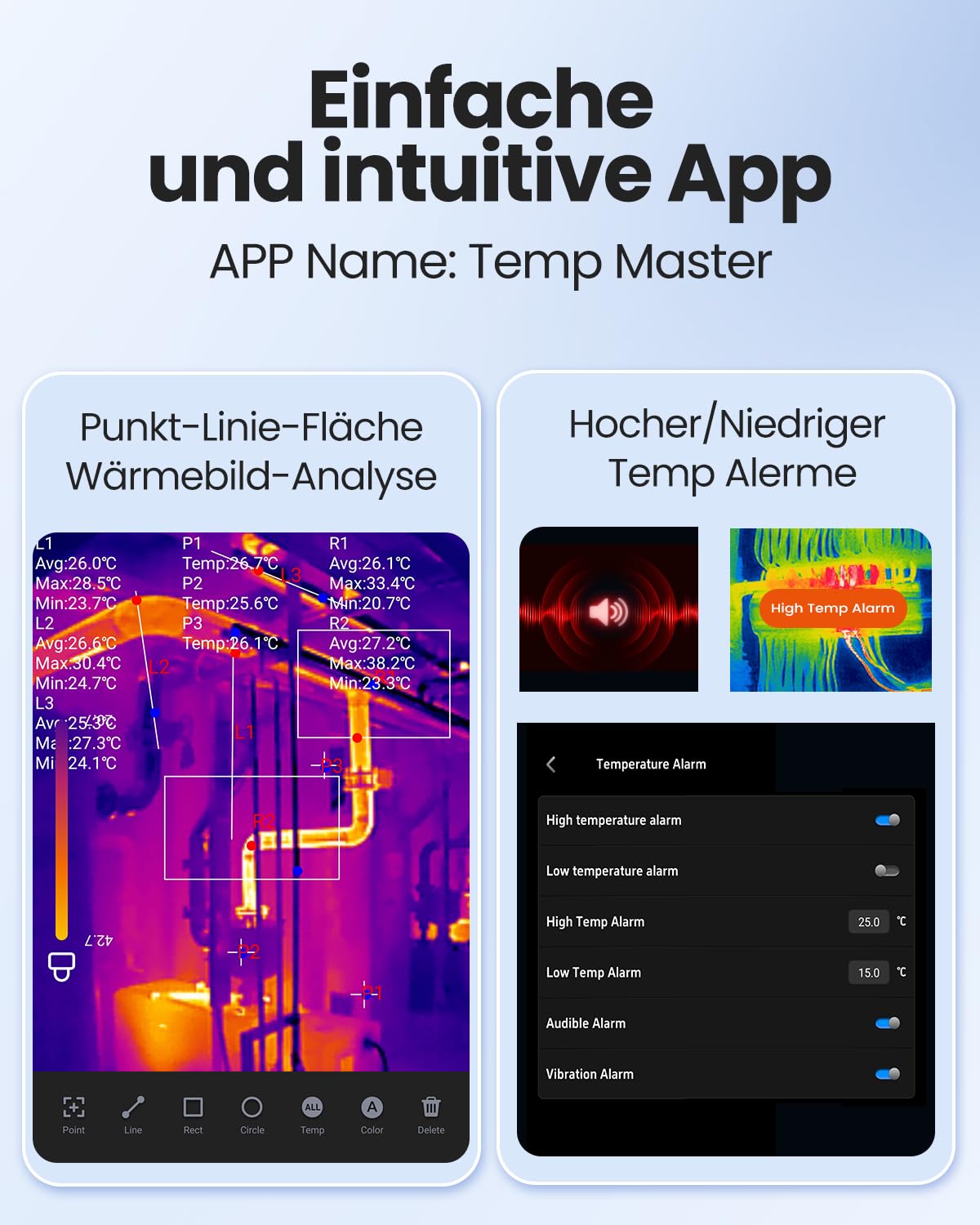 Thermal Master P1 Wärmebildkamera für iPhone 15/16 und Android Infrarotkamera mit Super IR Auflösung 320x240, Wärmebildkameras ±2℃ Genauigkeit Haus-Inspektion 15x Zoom, Grau 7