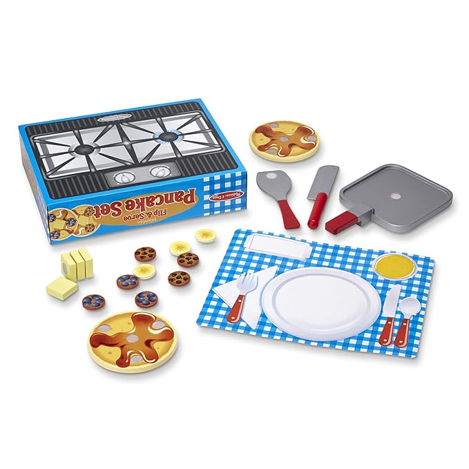 Wooden Flip & Serve Pancake Set Play House Play Food Amazon.in