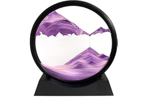 SANDCLE Moving Sand Art Liquid Motion - Moving Sand Art Picture Decor 3D Deep Sea Sandscape, Round Glass Frame Display Flowing Sand Relaxing Toy for Desktop Home Office Work Decoration(Purple, 7")