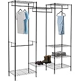 �鶹�� Basics Metal Hanging Storage Organizer Rack Wardrobe with Shelves, 70''L x18'W x 76''H