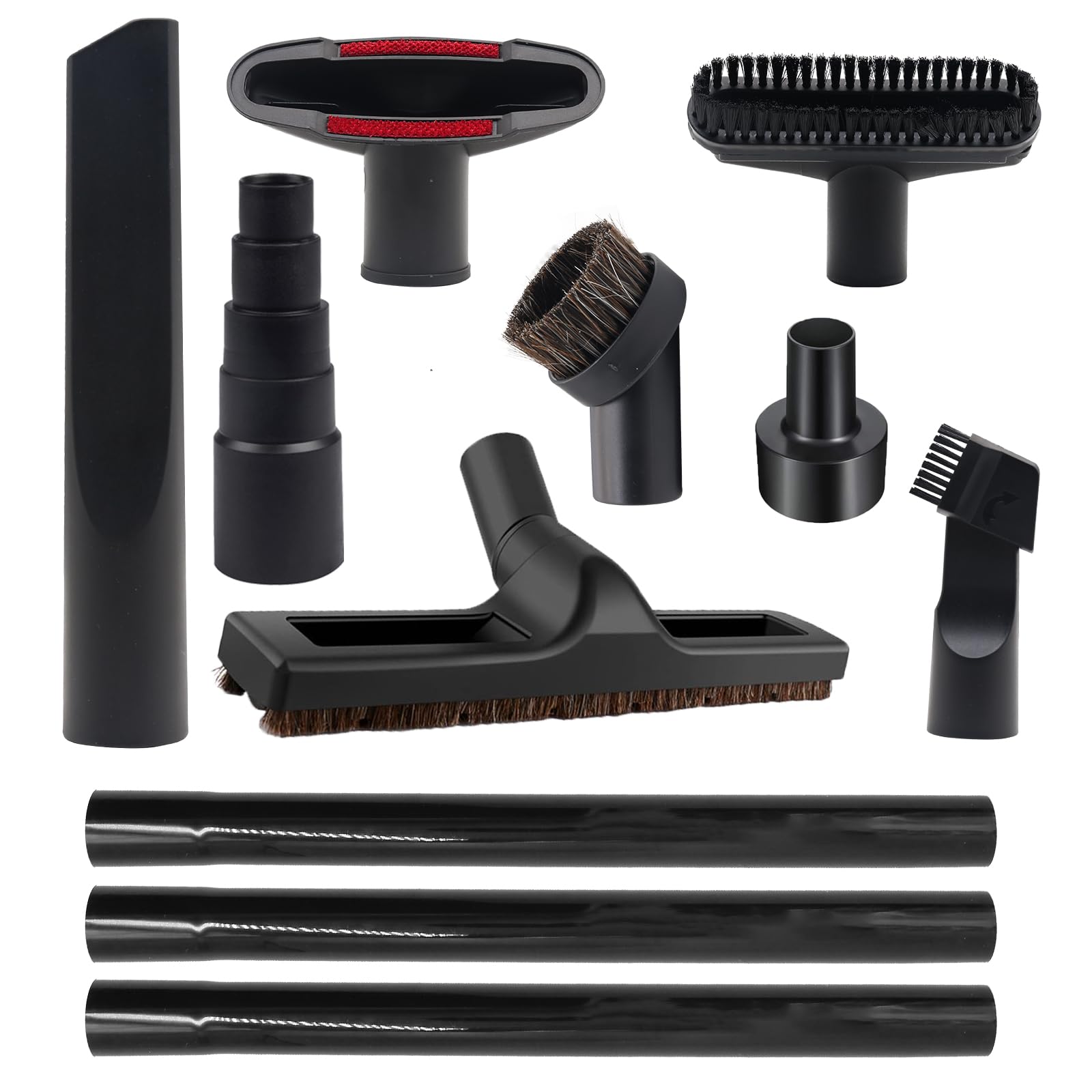 Photo 1 of 11 PCS Vacuum Accessories for Shop Vac Attachment, 2 1/2" to 1 1/4" and 1 7/8" to 1" Hose Adapter for Shop Vac, 1 1/4" 360 Degrees Swivel Vacuum Hard Floor Brush Flexible Crevice Tool