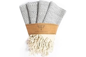 SMYRNA TURKISH COTTON Vintage Series Kitchen Dish Towels Pack of 4, Machine Washable Wash Cloths, Ultra Soft, Absorbent, Prew