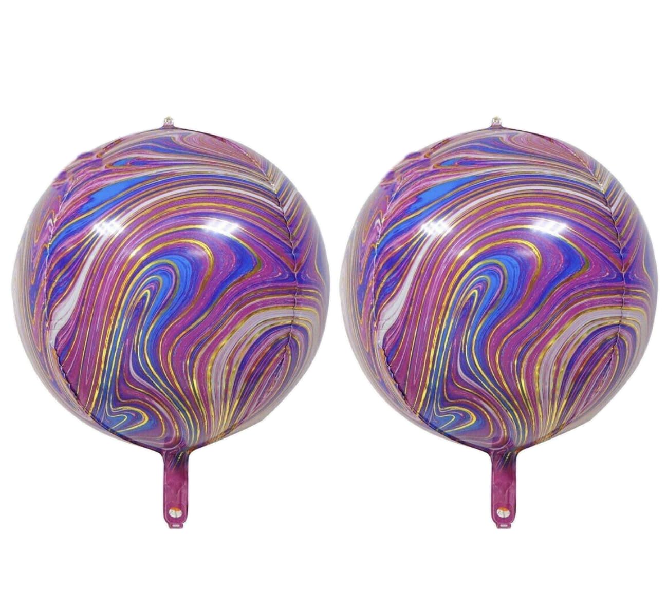 Purple Gold 4D Marble Sphere Foil Balloon, 55cm (2 pack)