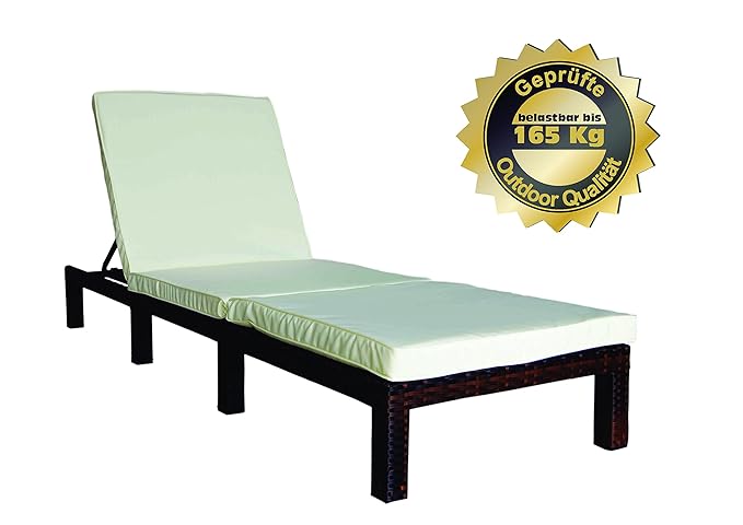 MK Outdoor Rattan Rattanliege Lounger-B, belastbar bis 165 kg, mehrfach verstellbare Rückenlehne, braun, Gartenliege, Relaxli