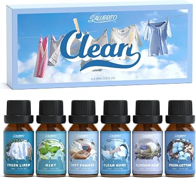 Salubrito Clean Essential Oils Set Fresh Cotton Linen Diffuser Candle Soap Mint
