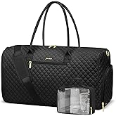 Women Weekender Travel Duffle Bag: Travel Duffel Overnight Bags with Shoe Compartment Large Carry on Tote with Toiletry Bag Weekend Traveling Yoga Gym Hospital Bag for Women with Wet Pocket Black