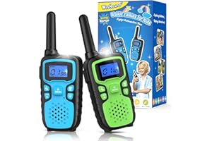 Walkie Talkies for Kids Long Range,WisHouse Xmas Birthday Gift for 4 5 6 7 8 9 Year Old Boys Girls,Camping Gear Games,Cool Toys with NOAA,SOS,Lamp,Lanyards,Easy to Use,2 Pack No Battery No Charger