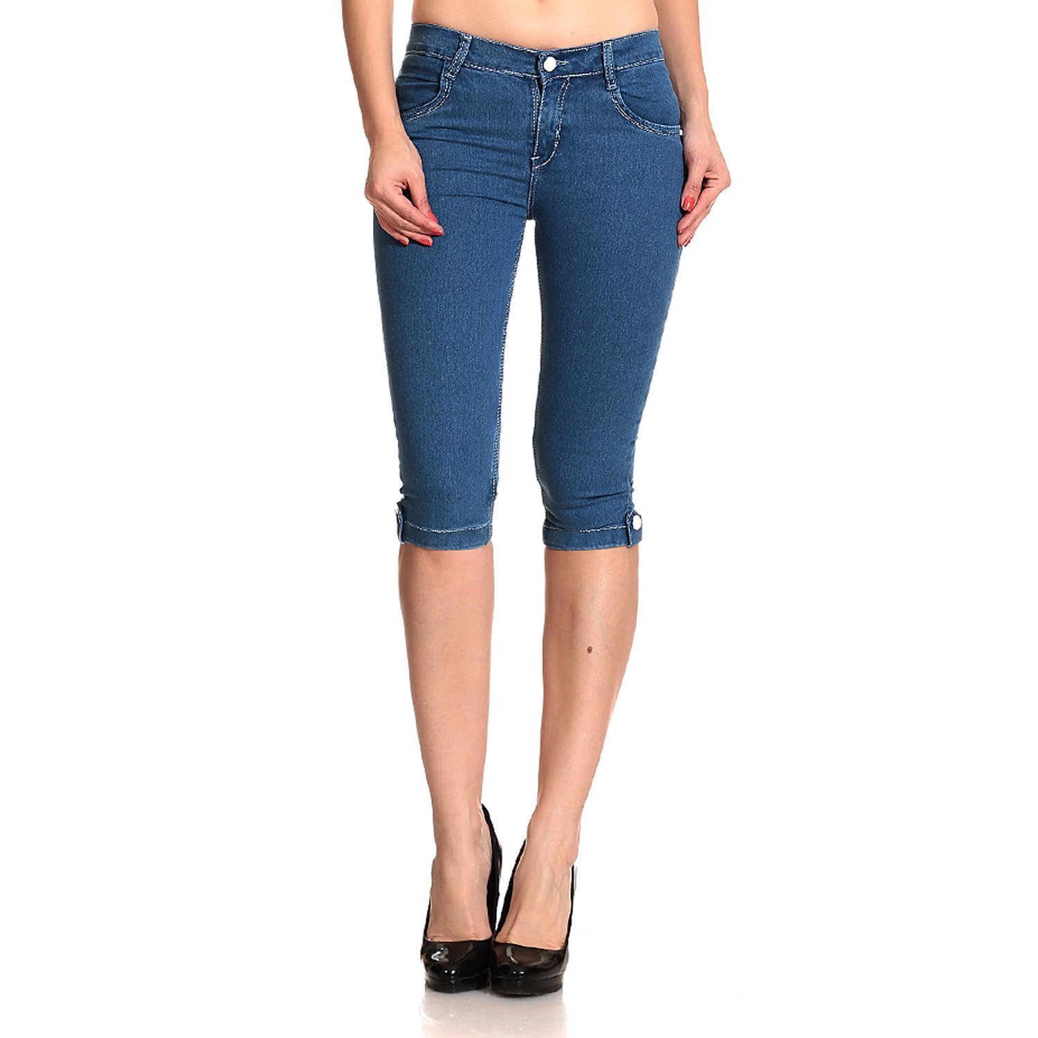 ganga women's slim fit capris