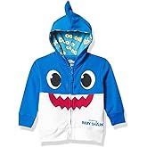 Pinkfong baby-boys Baby Shark Toddler Zip Up Big Face Hoodie - Daddy Shark Blue Toddler Sizes 2t-5t