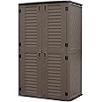 Mrosaa Sheds & Outdoor Storage, Vertical Storage Sheds Outdoor with Floor, Outdoor Storage Cabinet Waterproof for Garage Storage, Pool Storage, Bike Shed, Garden Shed, Outdoor Storage (Brown)