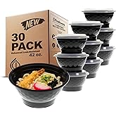 Freshware Meal Prep Containers with Lids [30 Pack] Plastic Bowls for Soup and Salad, Food Storage Bento Box, BPA Free, Stackable, Lunch Boxes, Microwave/Dishwasher/Freezer Safe (42 oz)