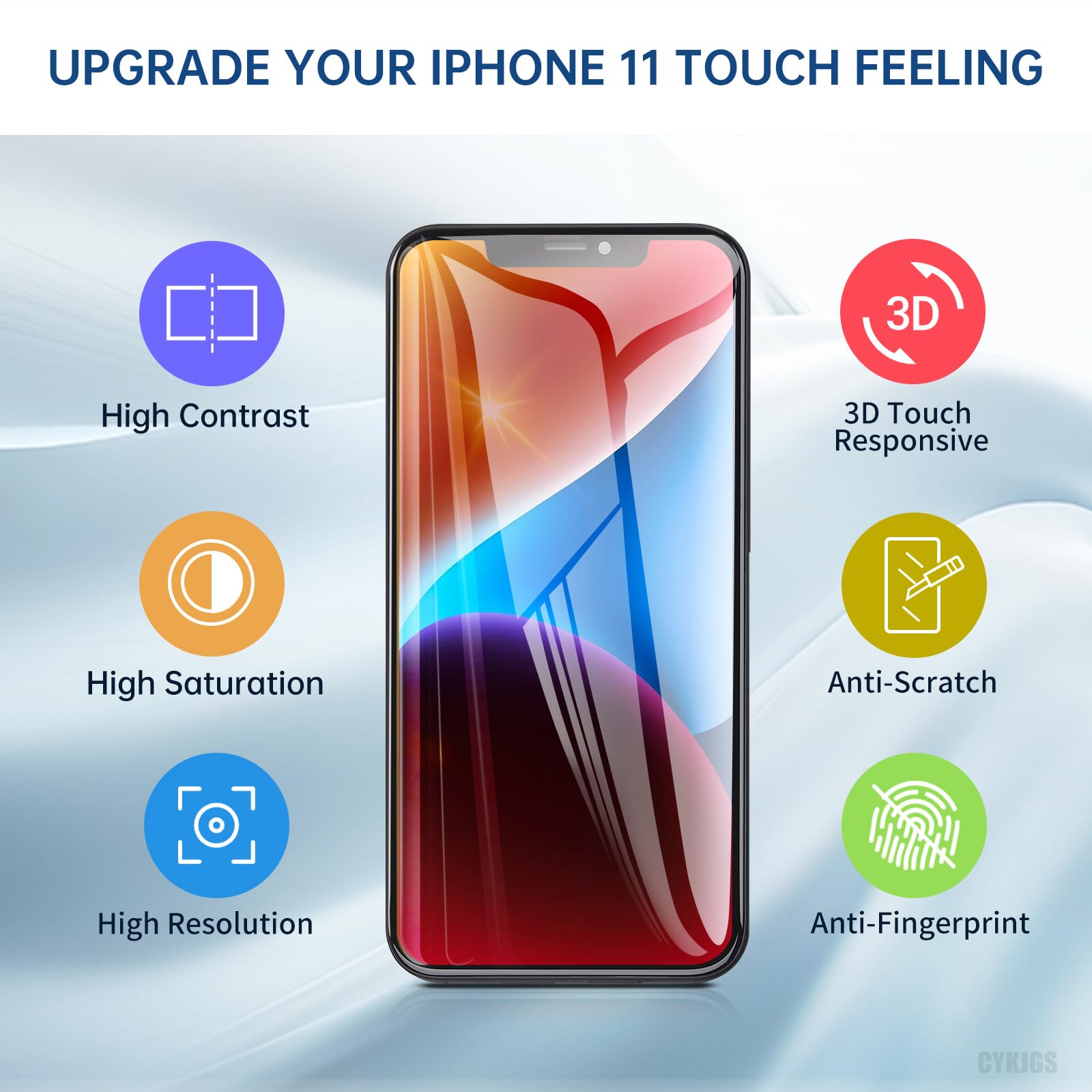 CYKJGS for iPhone 11 Screen Replacement with Ear Speaker and Proximity Sensor 6.1