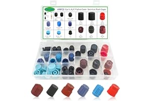 Lucstar R 134a A/C Caps for Cars,49pcs 17 Sizes AC Low Pressure Port Cap for R12 R134a Air Conditioning Service AC System Ports Caps, Car AC Recharge Valve Core Kit, Auto Replacement Leakproof Hat
