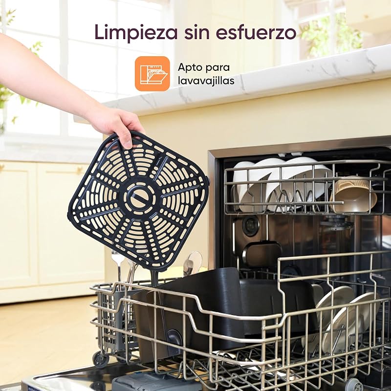 Fritadeira cosori sem óleo 5,5 l, fritadeira de ar quente com 100 receitas em espanhol, 11 programas, tela de toque led, cesto antiaderente, temporizador