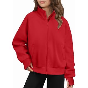 Arshiner Girls Zip Up Sweatshirt Full-zip Fleece Track Jackets Kids Fall Fashion Outfits Winter Clothes with Pockets