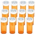 Plastic Medicine Pill Bottles with Child Resistant Caps - Push Down and Turn - Prescription Vial, Medicine Container, Pill Cases Dispenser Organizers (12pcs, 16 Dram)