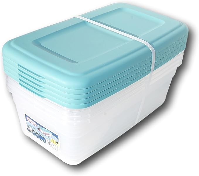 STERILITE 6 Quart Storage Bin Shoe Box Clear and Aqua