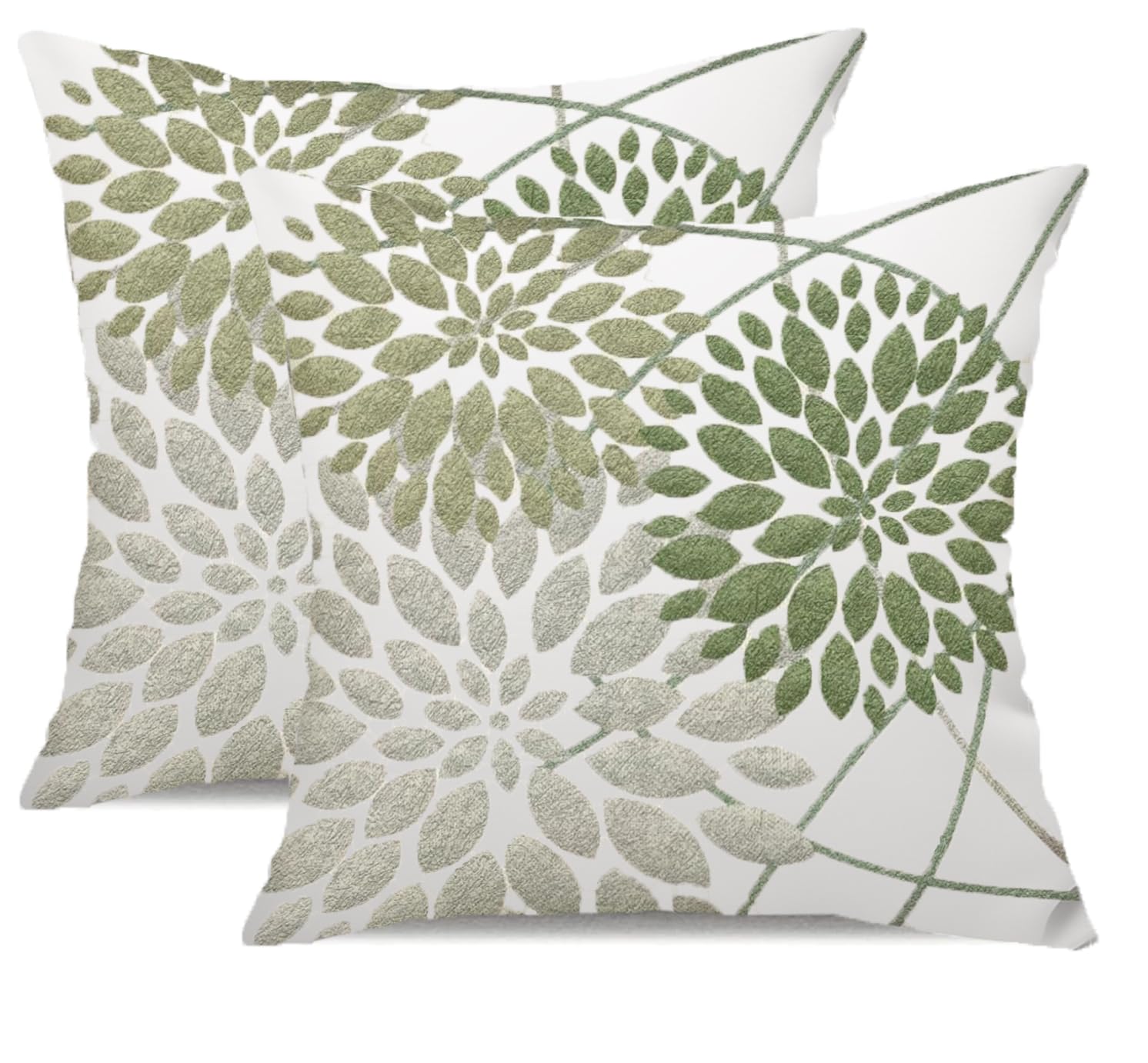 Photo 1 of ****ONE***
Sage Green Decorative Dahlia Pillow Covers 18x18 Inch Set of 2 Geometric Floral Elegant Gray Green White Short Plush Decor Spring Farmhouse Throw Pillows Cushion Cases for Sofa Bed