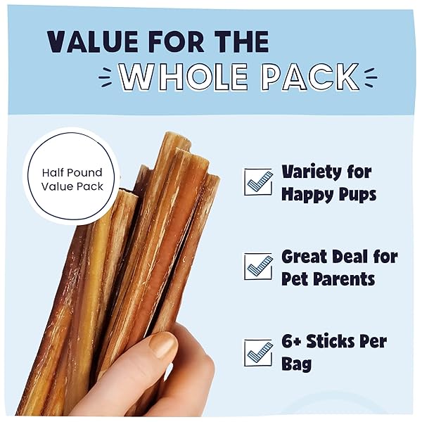 PAWSTRUCK NATURAL 5-8″ BULLY STICKS FOR DOGS – BEST LONG-LASTING, RAWHIDE-FREE, LOW ODOR DENTAL CHEW TREAT – HEALTHY SINGLE INGREDIENT, 100% REAL BEEF – 8 OZ BAG – PACKAGING MAY VARY