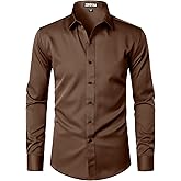 ZEROYAA Men's Long Sleeve Dress Shirt Modern Slim Fit Wrinkle-Free Casual Business Button Up Shirts