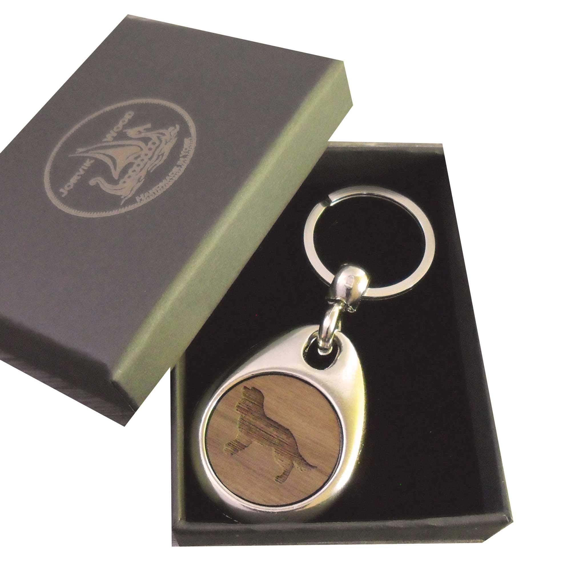 Jorvik Wood King Charles Spaniel Design Wooden Keyring with Gift Box