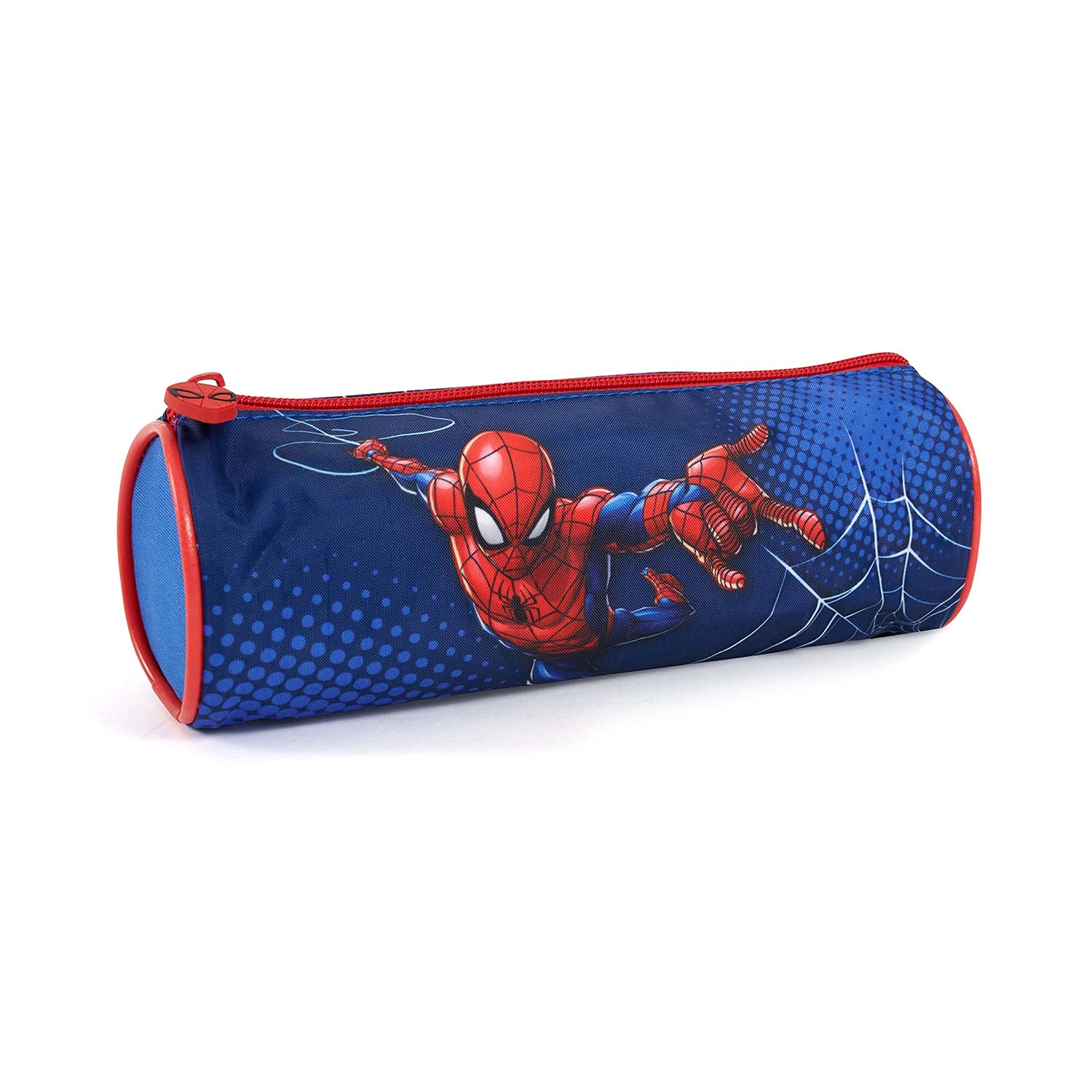 PERLETTI Spiderman Pencil Case for Little Boys - Pen Case for Children Marvel Spider Man Blue and Red - School Case for Kids Primary School and Kindergarten with Zipper - 8x21x8 cm