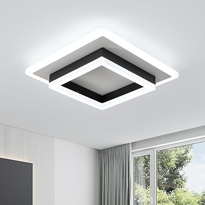 Comely Modern LED Ceiling Light 30W 3300LM Square Black White 6500K