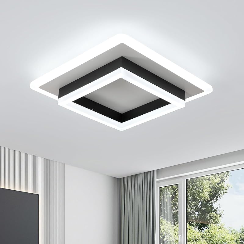 Comely Modern LED Ceiling Light 30W 3300LM Square Black White 6500K