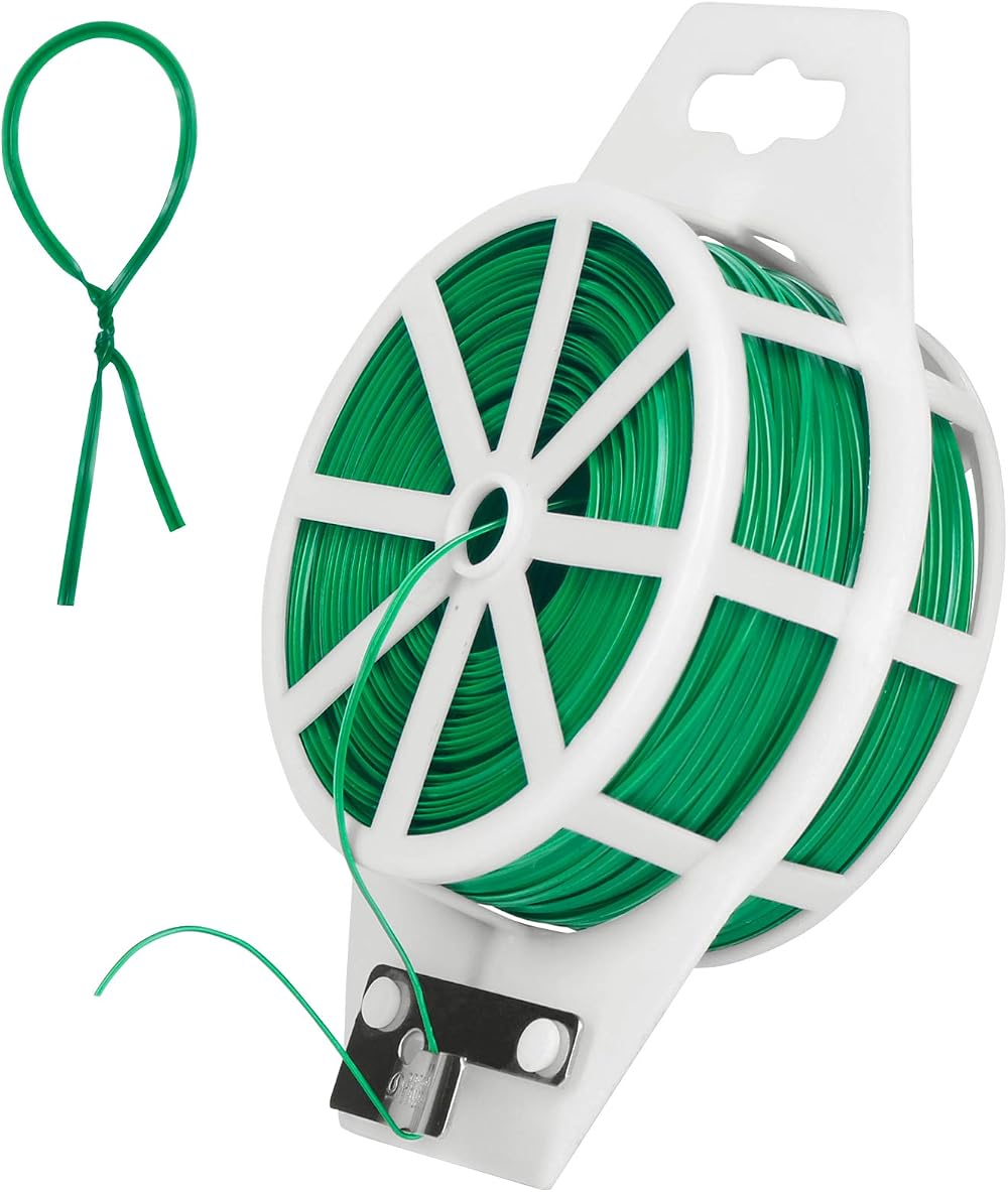 Tenn Well 100m Green Garden Wire Flexible Plant Tie Cutter Included